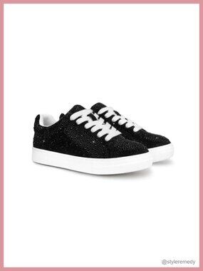 Rhinestone Lace Up Glitter Sneakers Platform Party Shoes